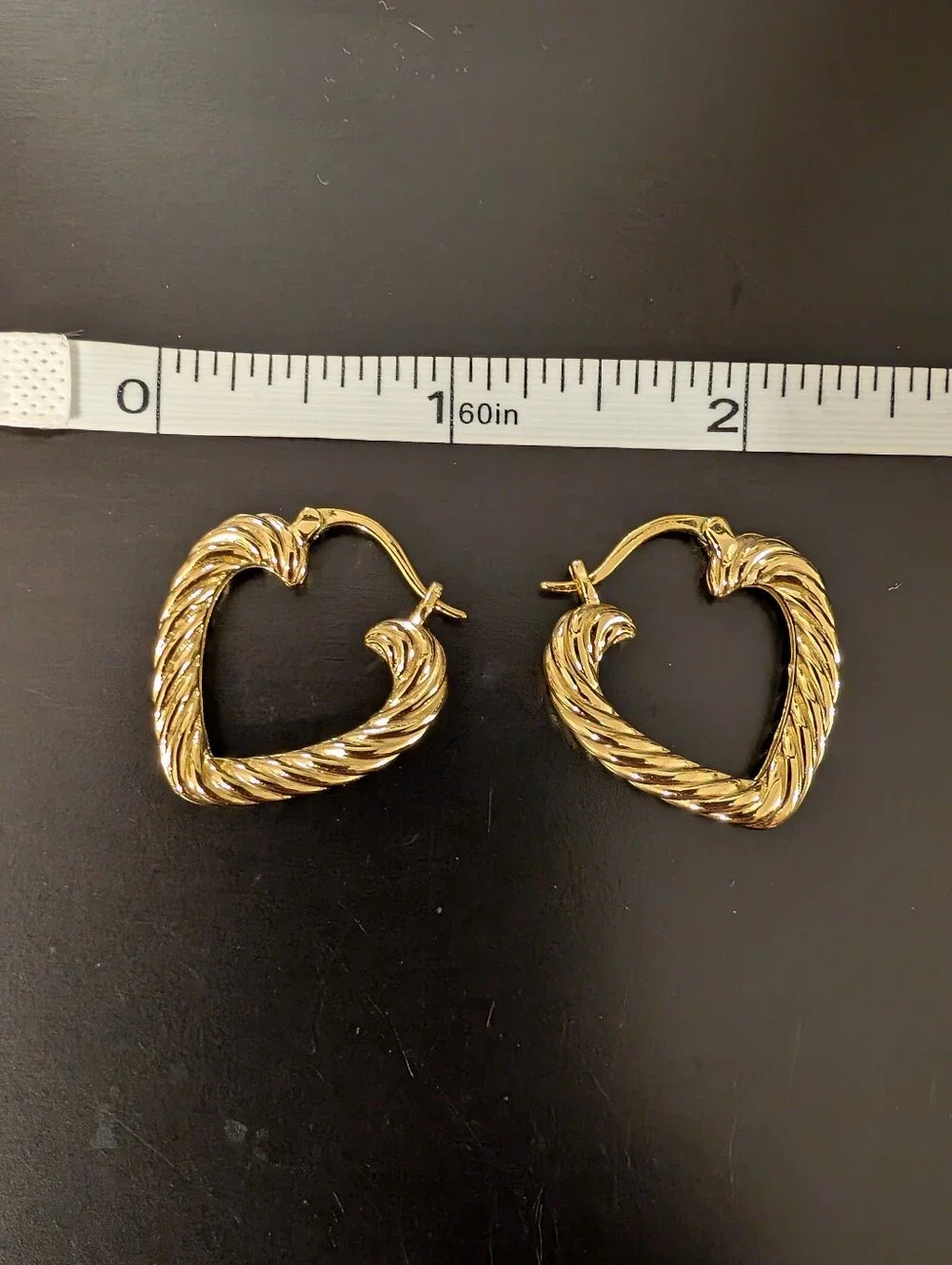 Twisted Rope Heart Hoop Earrings - Gold Women's Jewelry